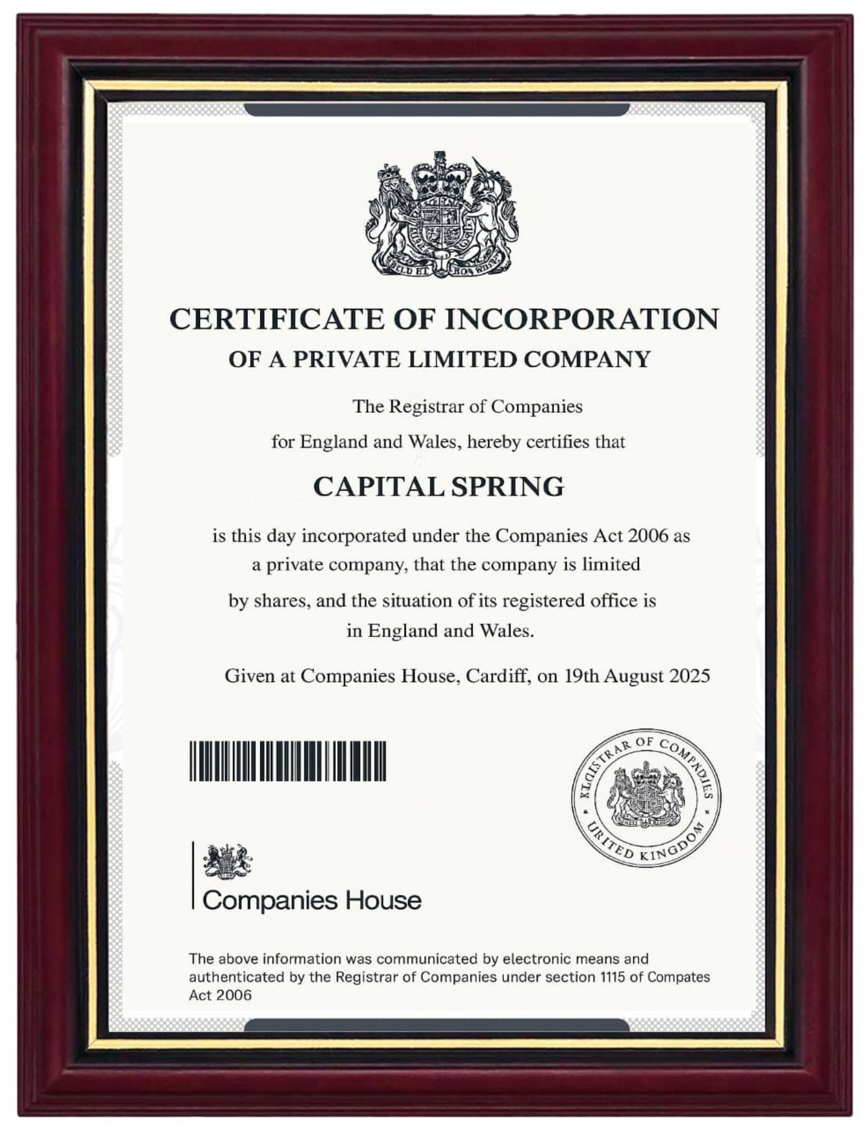 Company Registration Certificate